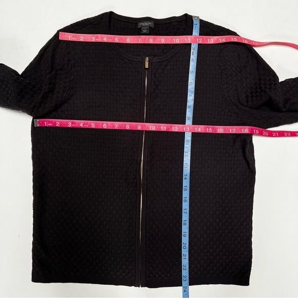 Ann Taylor Factory Black Zip Front Sweater with Gold Zipper - Picture 5 of 9